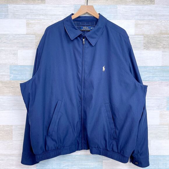 POLO Ralph Lauren Golf Bi-Swing Windbreaker Jacket Blue Full Zip Mens 2XB 2X Big - Picture 1 of 8